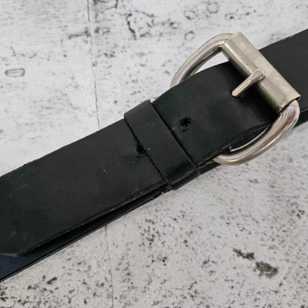 Levis Men Belt Black Leather Waistband Silver Tone Pin Buckle Size 30-31 inches - Picture 6 of 11